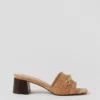 Natural Cork Chain Flare Block Heel Sandals with Padded Footbed