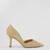 Azra Gold Metallic Straw Pumps - Elegant 3 1/3 Inch Heels