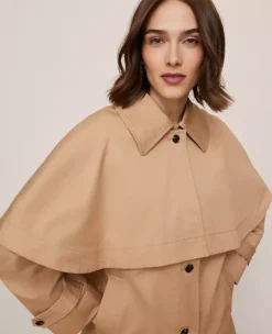 Removable Cape Trench Coat in Cafe Au Lait -Ann Taylor Store 857180 5824 ALT2