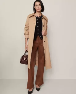 Removable Cape Trench Coat in Cafe Au Lait -Ann Taylor Store 857180 5824 ALT5