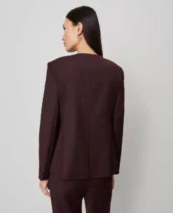 Burgundy Curved Hem Tailored Suit Jacket with Stretch Comfort 6 Burgundy Curved Hem Tailored Suit Jacket with Stretch Comfort -Ann Taylor Store 857214 019903 ALT1