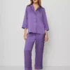 Women's Satin Pajama Set in Majestic Violet - Silky Soft 2-Piece Sleepwear