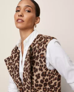 Chic Animal Print Belted Trench Vest in Almond Croissant -Ann Taylor Store 857222 522787 ALT2