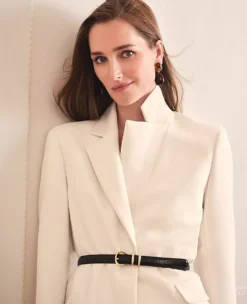 Double Breasted Winter White Blazer - Relaxed Fit & Modern Tailoring -Ann Taylor Store 857242 9192 MKTG2