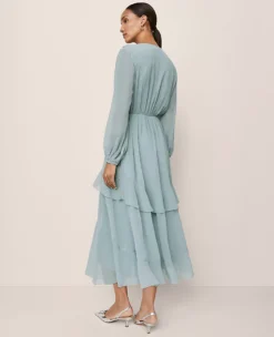 V-Neck Ruffle Maxi Dress Lakeside View -Ann Taylor Store 857360 019813 ALT1