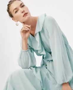 V-Neck Ruffle Maxi Dress Lakeside View