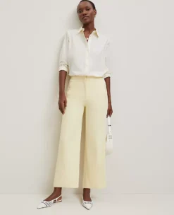 Petite Straight Leg Ankle Pants - Yellow Buttercream High Rise Trousers