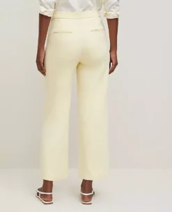 Petite Straight Leg Ankle Pants - Yellow Buttercream High Rise Trousers -Ann Taylor Store 857381 019667 ALT2