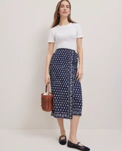 Ann Taylor Petite Petaled Sarong Skirt in Blue - Weekend Collection