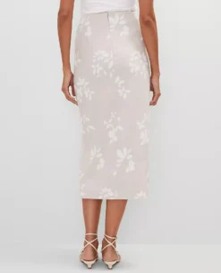 Petite Knotted Linen Blend Wrap Pencil Skirt in White -Ann Taylor Store 857396 519942 ALT2