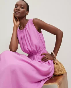 Petite Sleeveless Cutout Back Midi Dress in Orchid Glow