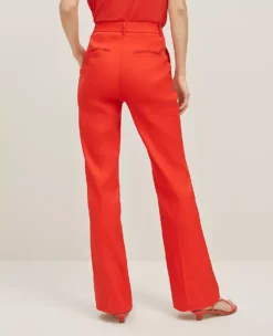 High-Rise Petite Linen Blend Trousers - Fiery Red Wide Leg -Ann Taylor Store 857447 5139 ALT2