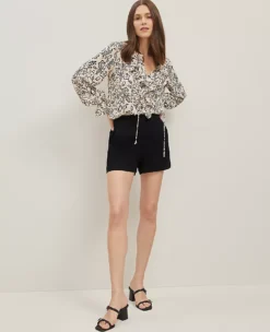 Petite Classic Black Denim Side-Zip Shorts -Ann Taylor Store 857470 9487 ALT2