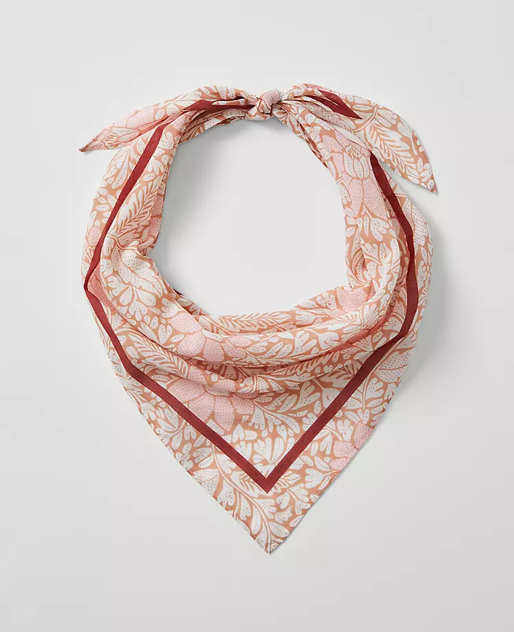 Ann Taylor Weekend Floral Triangle Scarf - Soft Adobe 1 Ann Taylor Weekend Floral Triangle Scarf - Soft Adobe