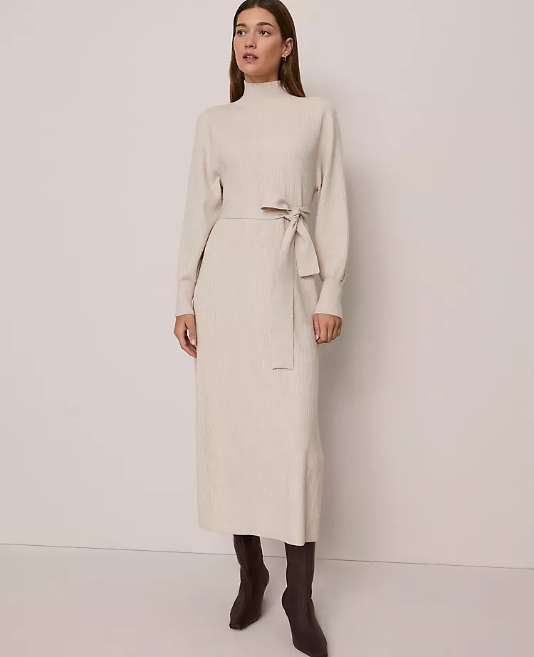 Weekend Collection Ribbed Turtleneck Sweater Dress Pale Sand Heather 2 Weekend Collection Ribbed Turtleneck Sweater Dress Pale Sand Heather - Image 2