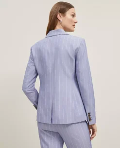 Petite Pinstripe Velvet Double Breasted Cutaway Blazer 7 Petite Pinstripe Velvet Double Breasted Cutaway Blazer -Ann Taylor Store 857498 5861 ALT1