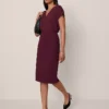 Ponte Pencil Skirt in Poised Plum - Premium Stretch Knee-Length Office Skirt