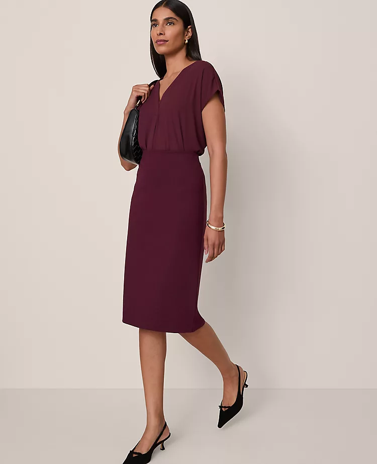 Ponte Pencil Skirt in Poised Plum - Premium Stretch Knee-Length Office Skirt 1 Ponte Pencil Skirt in Poised Plum - Premium Stretch Knee-Length Office Skirt