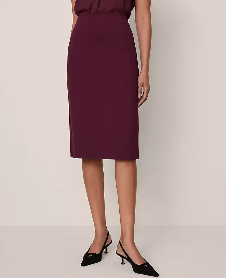 Ponte Pencil Skirt in Poised Plum - Premium Stretch Knee-Length Office Skirt 2 Ponte Pencil Skirt in Poised Plum - Premium Stretch Knee-Length Office Skirt - Image 2