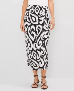 Petite Black Ikat Sarong Wrap Pencil Skirt 6 Petite Black Ikat Sarong Wrap Pencil Skirt -Ann Taylor Store 857566 520347 ALT1