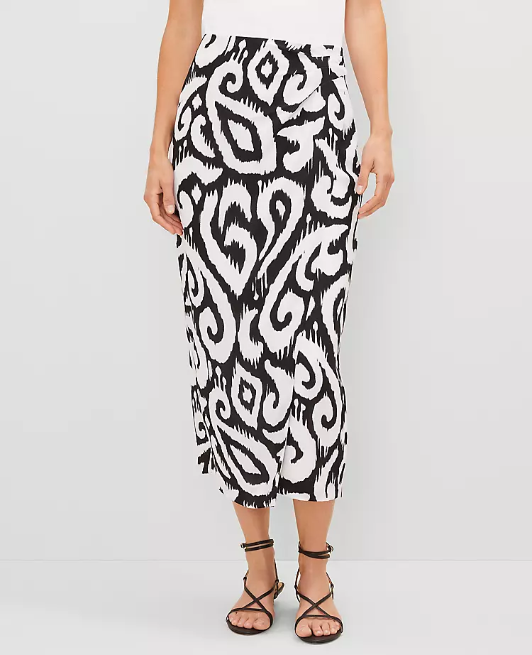 Petite Black Ikat Sarong Wrap Pencil Skirt 3 Petite Black Ikat Sarong Wrap Pencil Skirt - Image 3