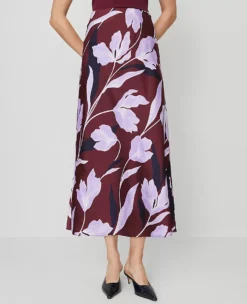 Elegant Floral Satin Bias Cut Midi Slip Skirt in Windsor Wine 7 Elegant Floral Satin Bias Cut Midi Slip Skirt in Windsor Wine -Ann Taylor Store 857568 522831 ALT1