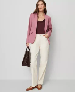 Elegant Smokey Rose Tailored One-Button Blazer -Ann Taylor Store 857584 019862 ALT3