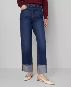 Petite Relaxed Boyfriend Jeans in Authentic Dark Wash -Ann Taylor Store 857597 3937 ALT1