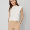 Petite Winter White Mock Neck Sweater Shell - Sleeveless Knit Top