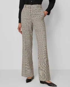 Plaid High-Waisted Flare Trousers - Copper and Cream Tailored Fit -Ann Taylor Store 857651 019905 ALT1
