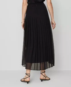 Elegant Petite Black Chiffon Pleated Maxi Skirt 6 Elegant Petite Black Chiffon Pleated Maxi Skirt -Ann Taylor Store 857656 2222 ALT2