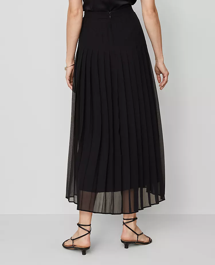 Elegant Petite Black Chiffon Pleated Maxi Skirt 3 Elegant Petite Black Chiffon Pleated Maxi Skirt - Image 3