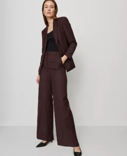 Classic Burgundy Wide-Leg High-Waisted Tailored Dress Pants