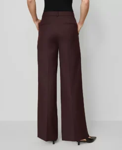 Classic Burgundy Wide-Leg High-Waisted Tailored Dress Pants -Ann Taylor Store 857670 019903 ALT2