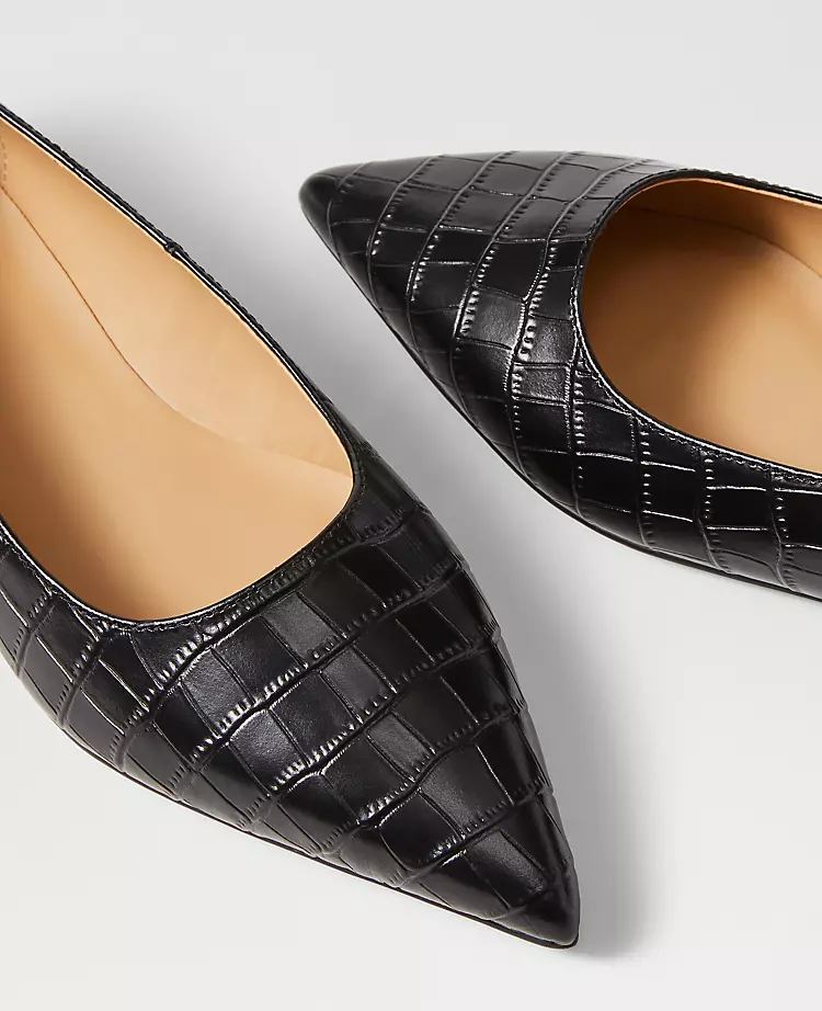 Ann Taylor Weekend Pointy Toe Croco Ballet Flat in Black 2 Ann Taylor Weekend Pointy Toe Croco Ballet Flat in Black - Image 2