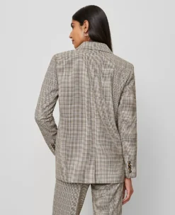 Plaid Copper and Cream Relaxed Fit Madison Blazer -Ann Taylor Store 857722 019905 ALT1