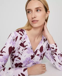 Petite Floral Mixed Media Pleated Front Blouse - Spring Lilac 5 Petite Floral Mixed Media Pleated Front Blouse - Spring Lilac -Ann Taylor Store 857734 525452 ALT2
