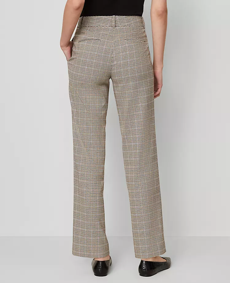Plaid Straight-Leg Tailored Pants in Copper and Cream Multi 3 Plaid Straight-Leg Tailored Pants in Copper and Cream Multi - Image 3