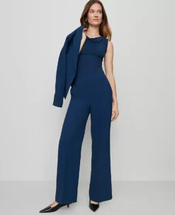 High-Waisted Wide Leg Crepe Dress Pants in Moonlit Backdrop