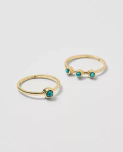 Turquoise Ocean Stackable Ring Set - Elegant Set of 2