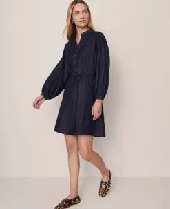 Ann Taylor Petite Weekend Stand Collar Shift Dress - Dark Chambray