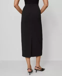 Petite Fluid Crepe Column Midi Skirt with Pockets -Ann Taylor Store 857813 2222 ALT2