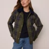 Ann Taylor Petite Weekend Collection Plaid Collared Jacket - Night Safari