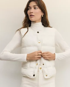 Ann Taylor Petite Weekend Collection Quilted Vest in Winter White