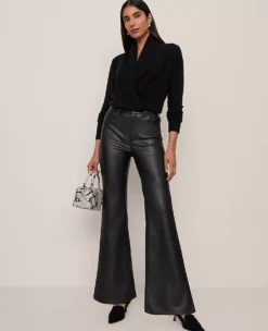 The Faux Leather Flare Pant Black