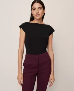 Petite Sleeveless Boatneck Top in Classic Black