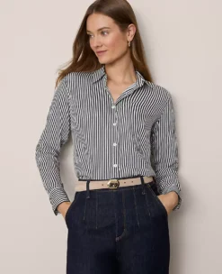 Striped Relaxed Perfect Shirt Night Sky/White Stripe