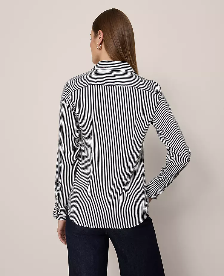Striped Relaxed Perfect Shirt Night Sky/White Stripe 2 Striped Relaxed Perfect Shirt Night Sky/White Stripe - Image 2