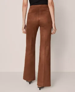 The Side-Zip Flare Pant In Faux Suede Chocolate Mousse -Ann Taylor Store 858482 7412 ALT2