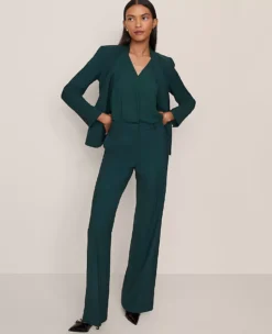 Wide-Leg High-Waisted Tailored Suit Pants in Pine Grove